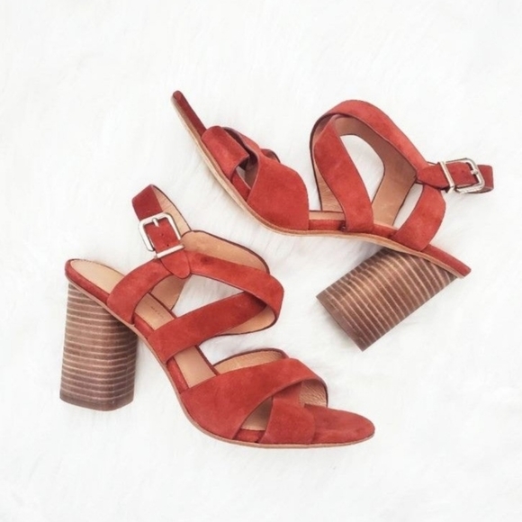 Antonio Melani Leather Slingback Crisscross High Heel Block Sandals 10M - Picture 2 of 10